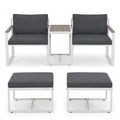 5-teiliges Gartenmöbel Set mit Tisch & Polsterung, Metall, für Balkon & Garten, Grau