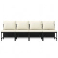 Garten Lounge Sitzgruppe mit Auflagen aus Poly Rattan in Schwarz