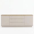 Minimalistisches Sideboard mit 2 Türen und 3 Schubladen, Holzdekor Eiche, für Wohn- und Schlafzimmer, 224,5 cm breit