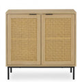 Sideboard mit Rattantüren, 2 Fächer, Metallbeine, Wohnzimmer oder Flur