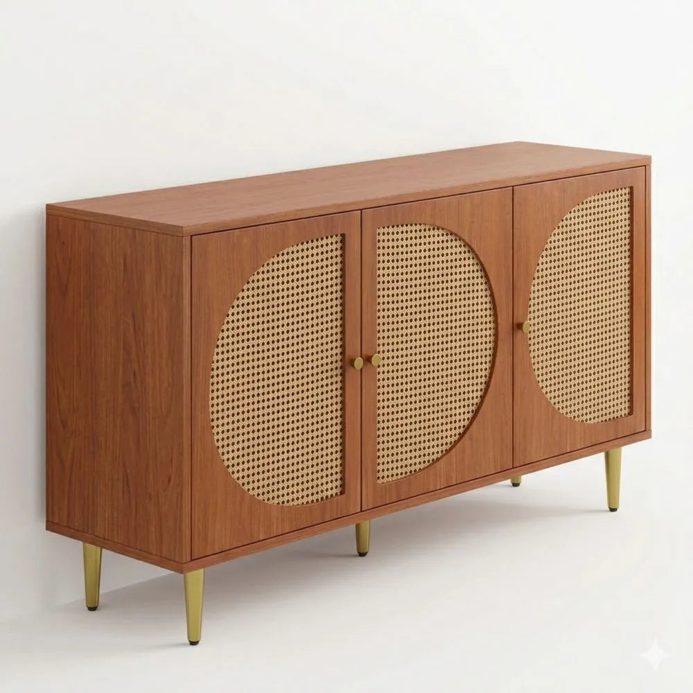 Sideboard mit Rattantüren in Walnussoptik