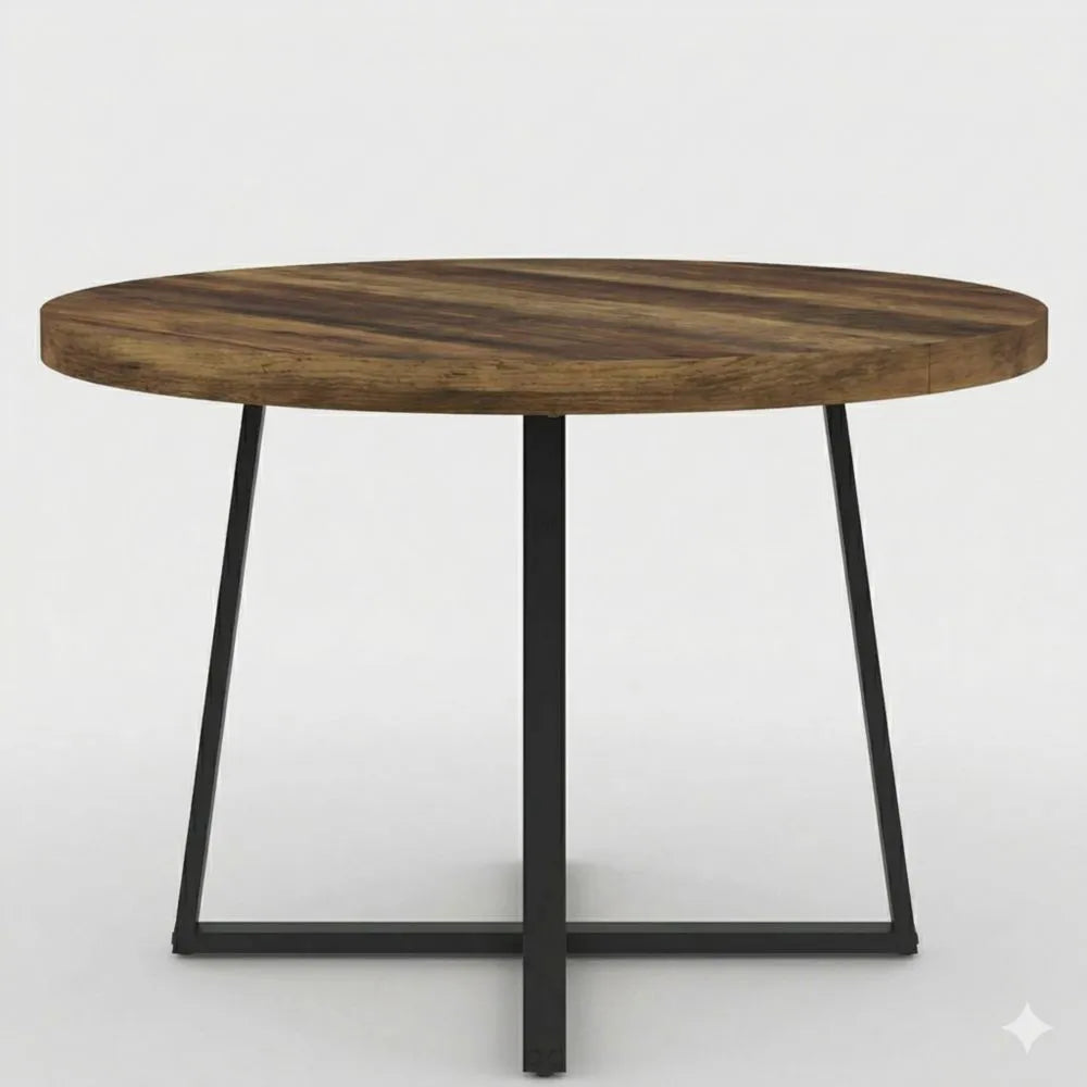 Runder Esstisch für 4 Personen aus dunklem Holz, schwarz, 110 cm